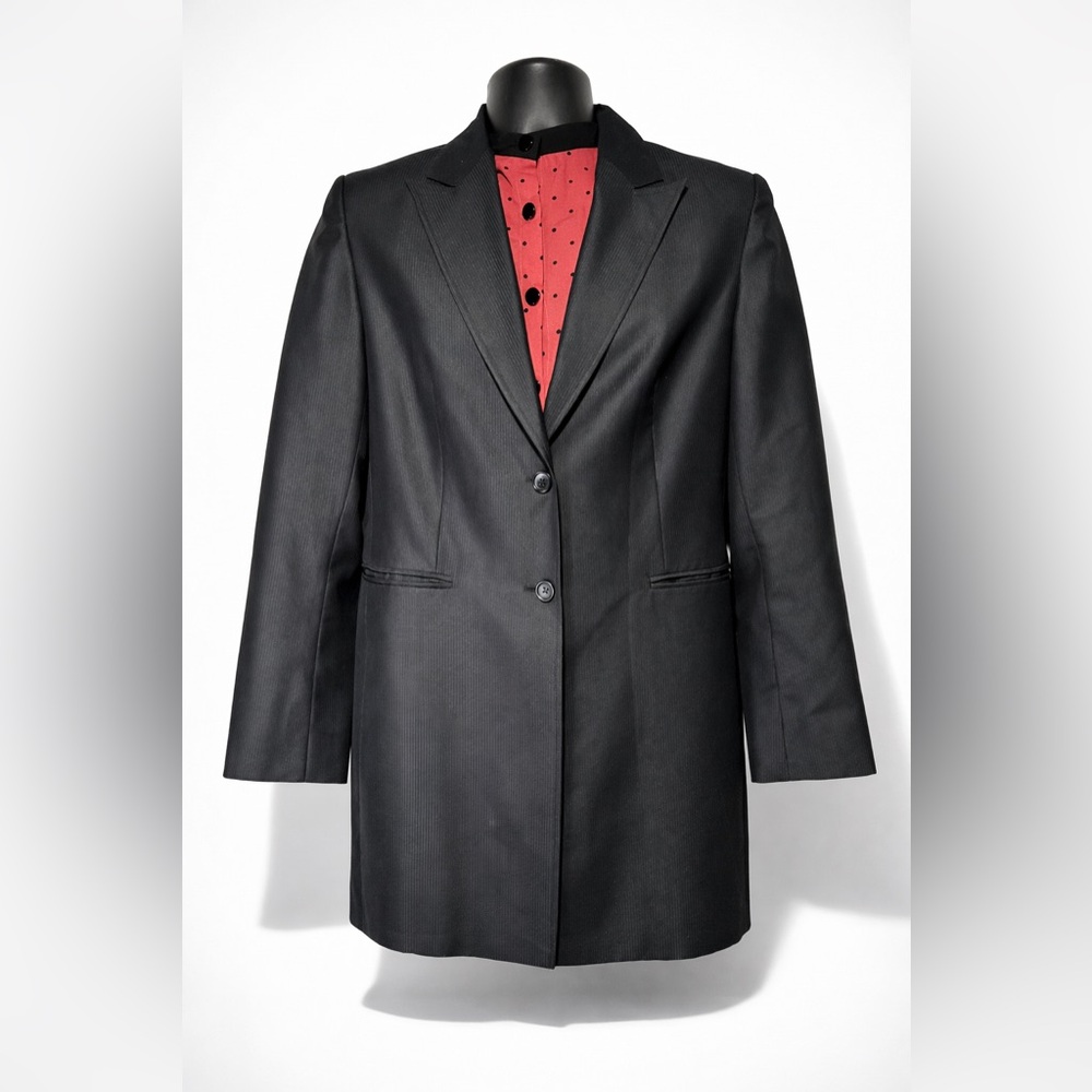 Black Long Tailored Blazer Coat Minimalist Classic 31”